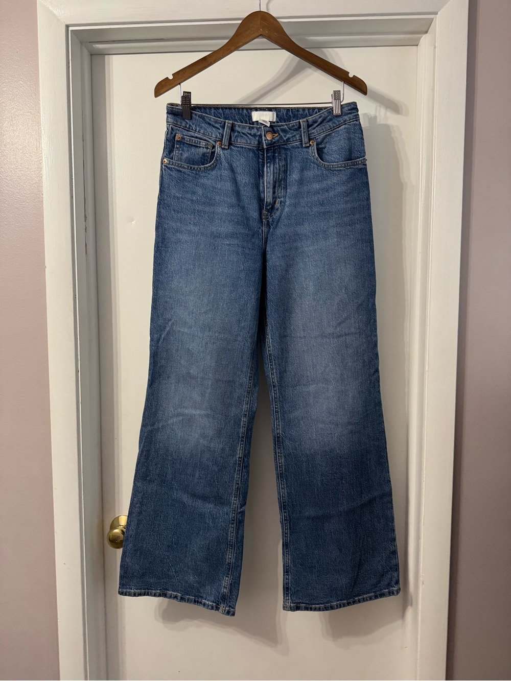 H&M Classic Wide-Leg Blue Denim Jeans